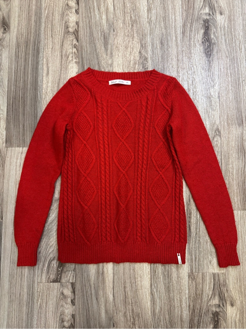 Woolrich Women’s Red Cable Knit Wool Blend Sweater Size M Medium